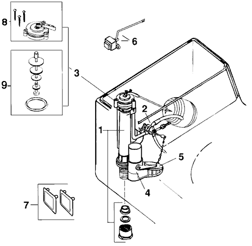 Repair parts for the Patrician toilet