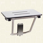 image of compact folding tub and shower seat, shown in naugahyde white