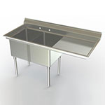 Image of Aero dual compartment NSF sinks with right drainboard