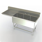 Image of Aero triple compartment NSF sink with left drainboard