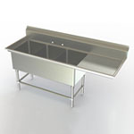 Image of Aero triple compartment NSF sink with right drainboard