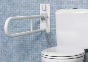 Photo of installed fold-up double support bar, shown in white