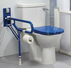 Image of installed Folding double support bar with adjustable leg