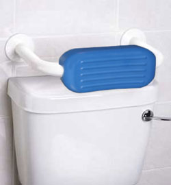 example of installed padded back rest, shown in blue