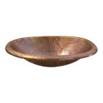 Oval copper self-rimming sink