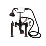 Deck mount faucet with handshower