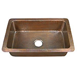 Copper dropin single bowl sink