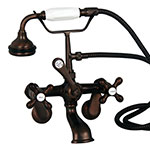 Variable spread wall mount faucet with handshower