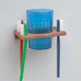Teak toothbrush and cup holder
