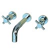 Modern style two handle wall mounted vessel faucet