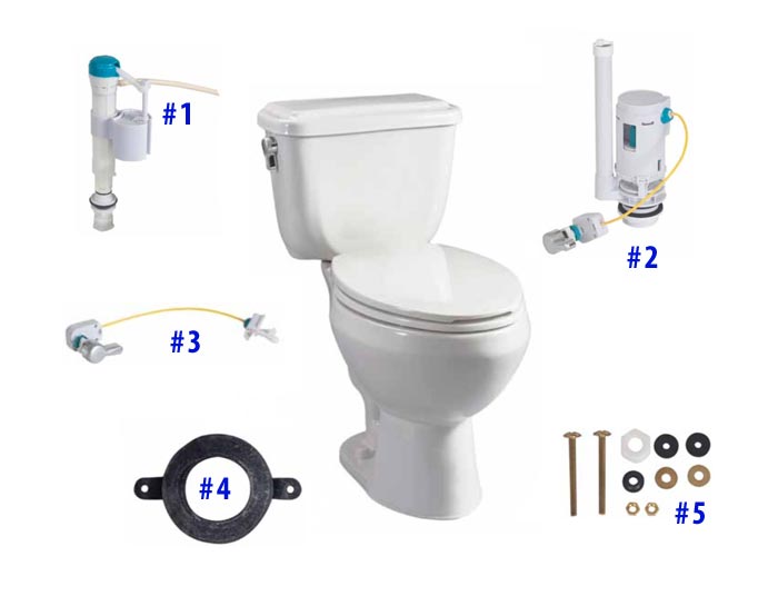 Parts diagram for Conserver lever handle toilets