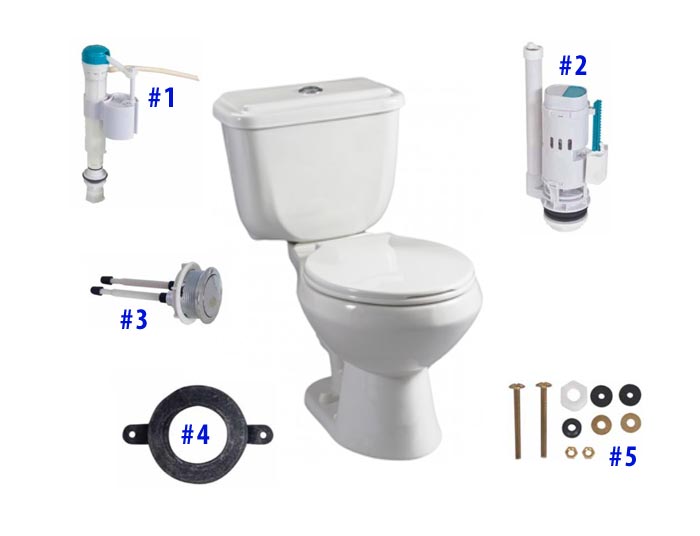 Parts diagram for Conserver push button toilets