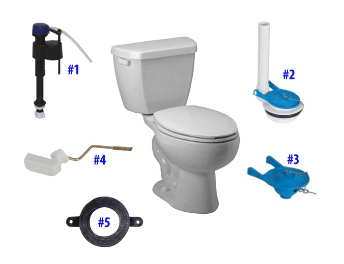 Parts diagram for M128 toilets