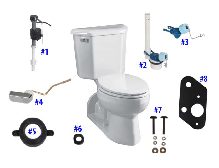 Parts diagram for Vacuity two-piece toilets