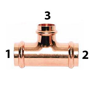 Copper Press Reducing Tee (Press x Press x Press)