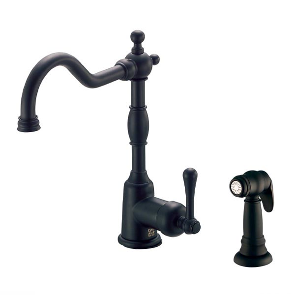 Satin Black deck mount faucet with side spray