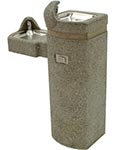 Two bowl concrete ada pedestal drinking fountain