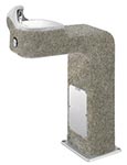 ADA compliant concrete pedestal drinking fountain by Haws