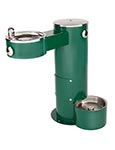 ADA compliant single pedestal-style drinking fountain with pet bowl