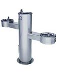 Stainless steel three bubbler pedestal fountain