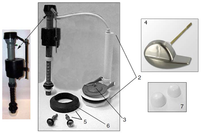Repair parts for the Titan Elite toilet