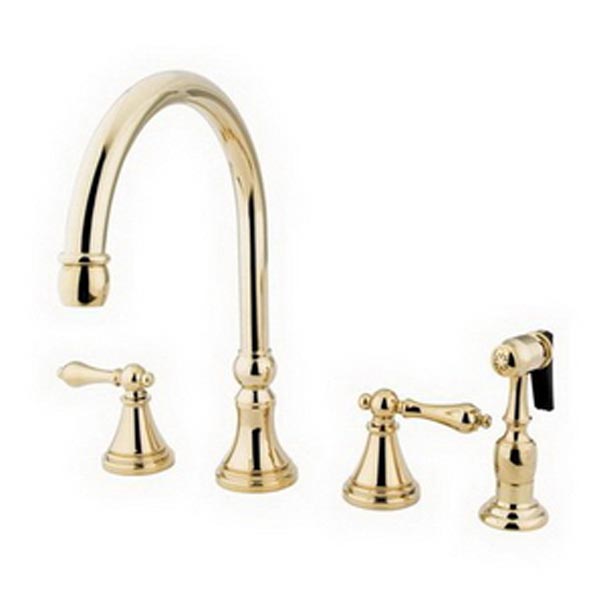Polished Brass 8in widespread kitchen faucet