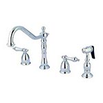 Victorian spout widespread kitchen faucet