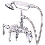 Elements of Design adjustable wall mount leg tub faucet with downspout and handheld shower