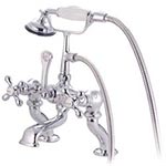 Elements of Design deck mount leg tub faucet with handshower and curved risers