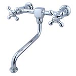 Victorian style wall mounted downspout vessel faucet