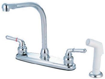 twin brass lever handles kitchen faucet with side spray