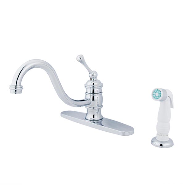 Chrome mono deck mount faucet with side spray