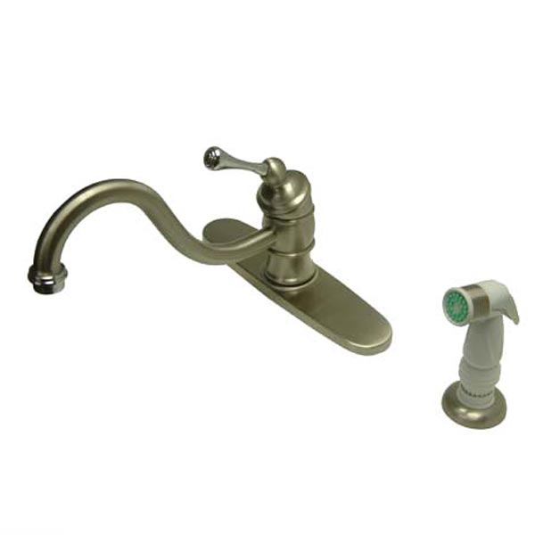 Satin Nickel/Chrome mono deck mount faucet with side spray