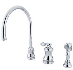 image of ES3811ALBS widespread kitchen faucet with brass sprayer