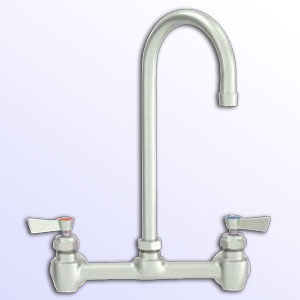 Fisher adjustable width wall mount commercial faucet with swivel/rigid gooseneck spout
