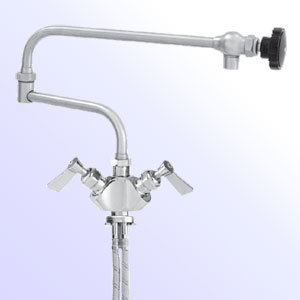 Fisher two handle single hole deck mount faucets with double jointed control swing spout