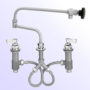 Fisher widespread deck mount commercial faucet with control swing spout