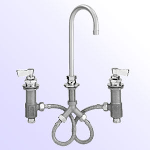 Fisher commercial widespread deck mount commercial faucet with swivel/rigid gooseneck spout