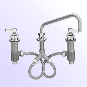 Fisher commercial widespread deck mount faucet with swing spout