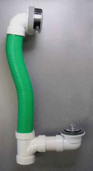 picture of ADA compliant flexible bath waste and overflow kit, shown in chrome