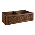 Sicily copper front apron double bowl sink