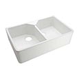 Fireclay double bowl farmer sink by Barclay