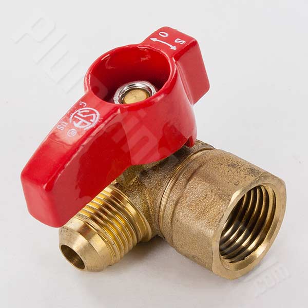 Flared angle gas shutoff valve