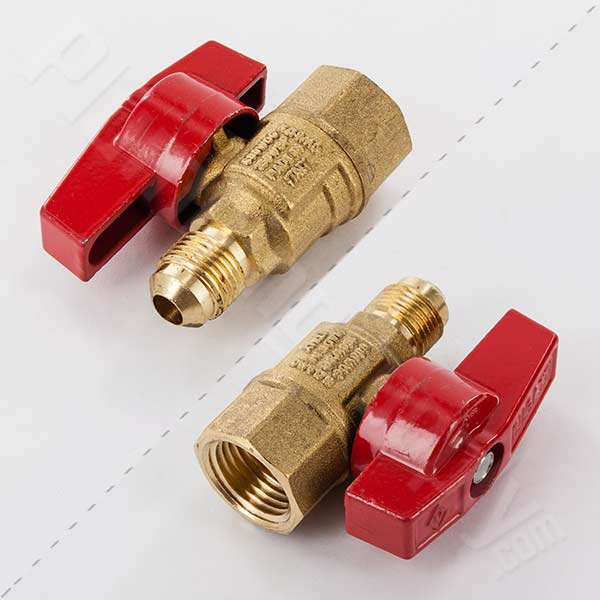 Flared straight gas shutoff valve