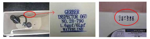 How to find your Gerber toilet model number