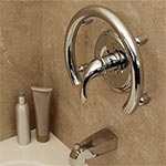 Invisia accent ring style grab bar, shown in polished chrome