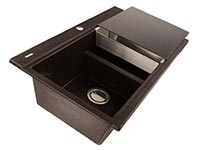 Granite composite prep station double bowl kitchen sink