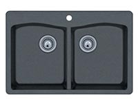 Double bowl rounded top mount kitchen sink