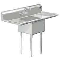 Griffin coved corner commercial sink w/ left & right drainboards