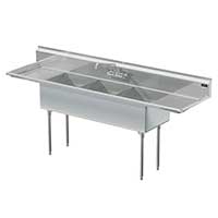 Griffin coved corner commercial sinks with left and right drainboards
